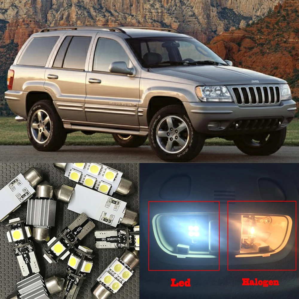 

10x Canbus Error Free LED Interior Light Kit Package for 1999-2004 Jeep Grand Cherokee accessories Map Dome Trunk License Light