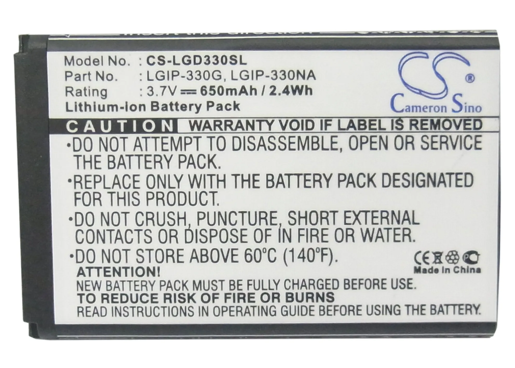 Аккумулятор Cameron Sino на 650 мАч для LG GB220 GB230 GD350|cameron sino|battery for lgbattery |