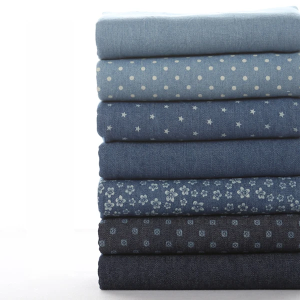 1 ярд/партия Классическая хлопковая джинсовая ткань для одежды промытая