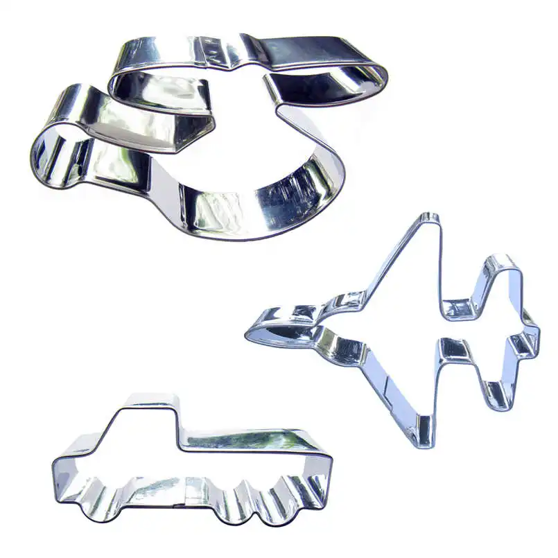 Helicopter Pickup truck Fightershaped 3pieces Stainless Steel Products Biscuit Dies Cake Decoration Soft Candy Tools. | Дом и сад