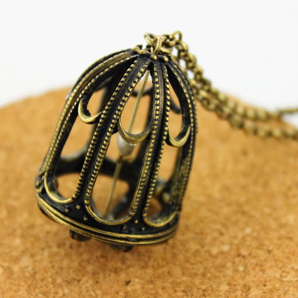 2015 Бесплатная доставка Новое Ретро цветное Птичье колье с кулоном в виде клетки