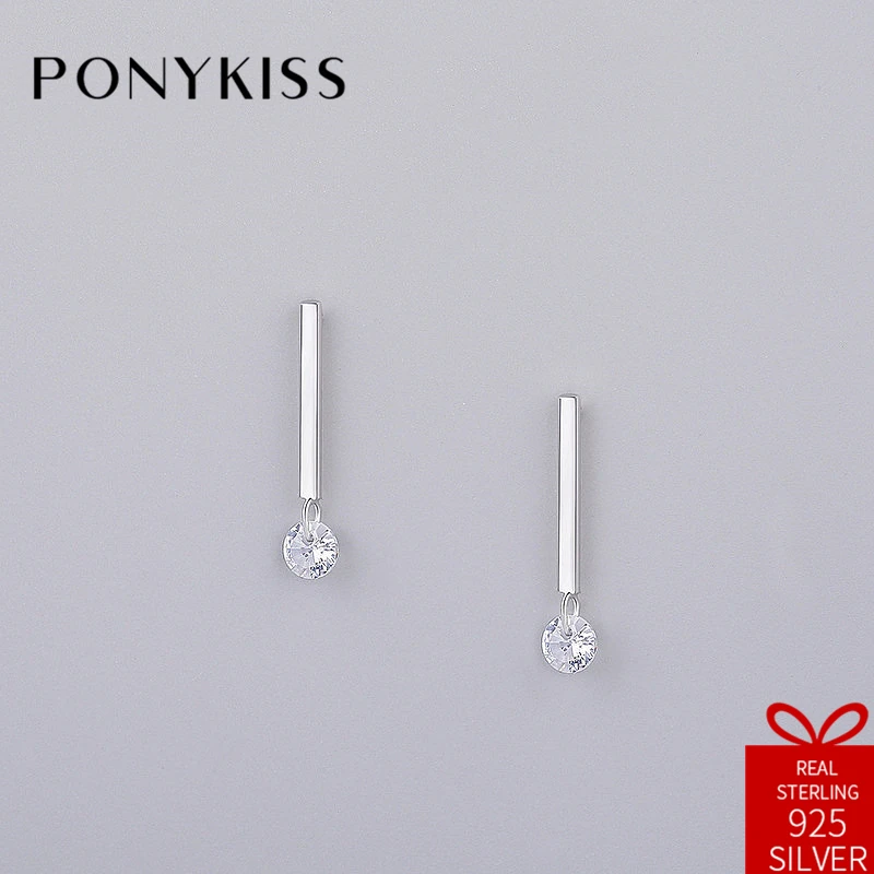 PONYKISS офис Твердые круглый кристалл серьги гвоздики для вечерние партии юбилей ювелирные изделия милые интимные аксессуары подарок