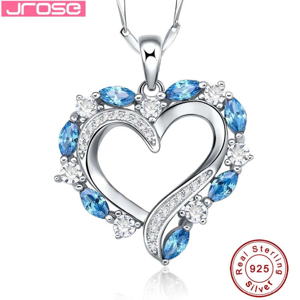 Jrose Сердце Стиль 1.49ct Лондон синий CZ кулон серебро 925 пробы романтические