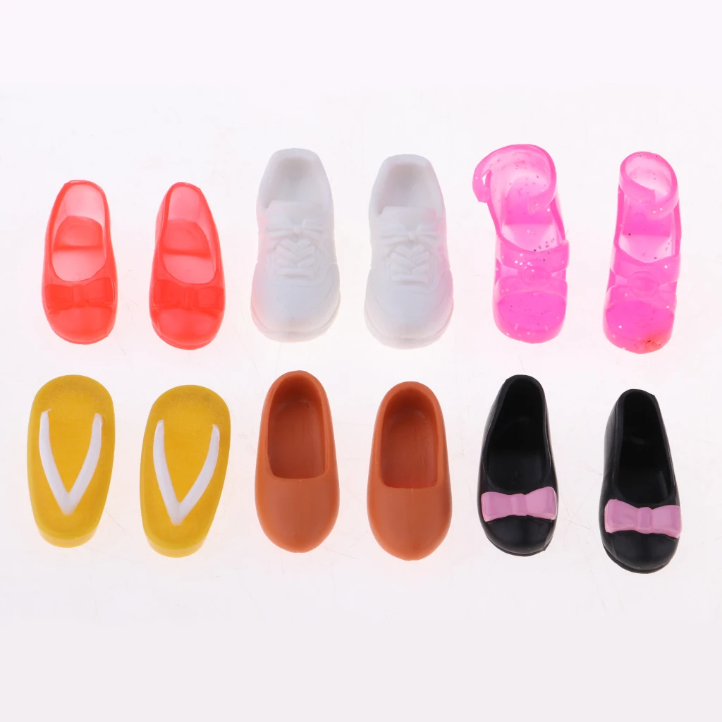 6 пар модных кукольных туфель сандалии спортивные туфли-шлепанцы на высоком