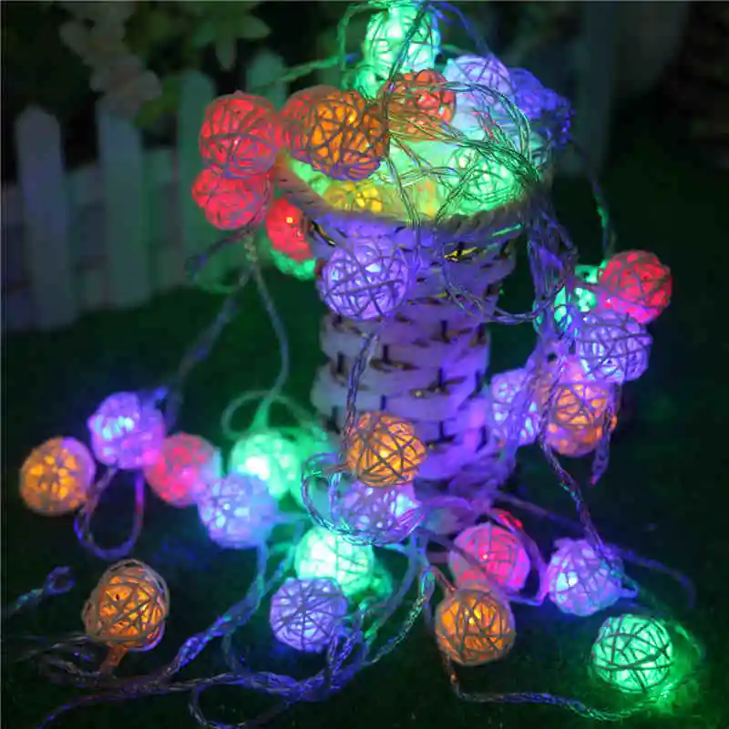 Leedsun 5 м 20LED Ткань сливочный хлопок LED Ball Строка Фея огни Xmas Свадебная вечеринка