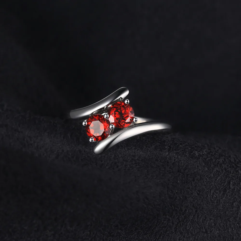 Jewelrypalace модные 0.95ct красных гранатов 2 камень Обручальные кольца Кольца For Love
