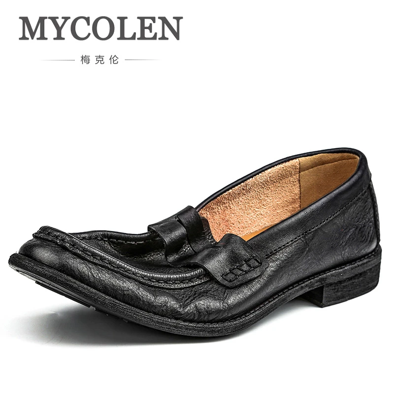 Мужские лоферы MYCOLEN черные повседневные Мокасины ручной работы в итальянском