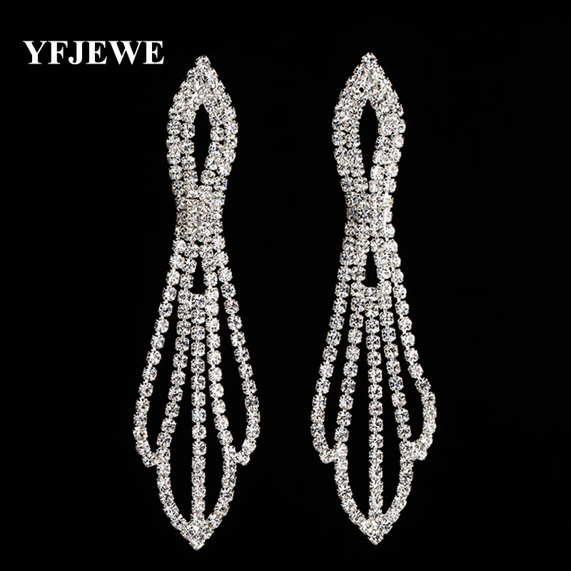 

Новые серьги YFJEWE, длинные женские серьги-подвески, серьги с камнями, украшения с кристаллами, подарки, женские серьги E396