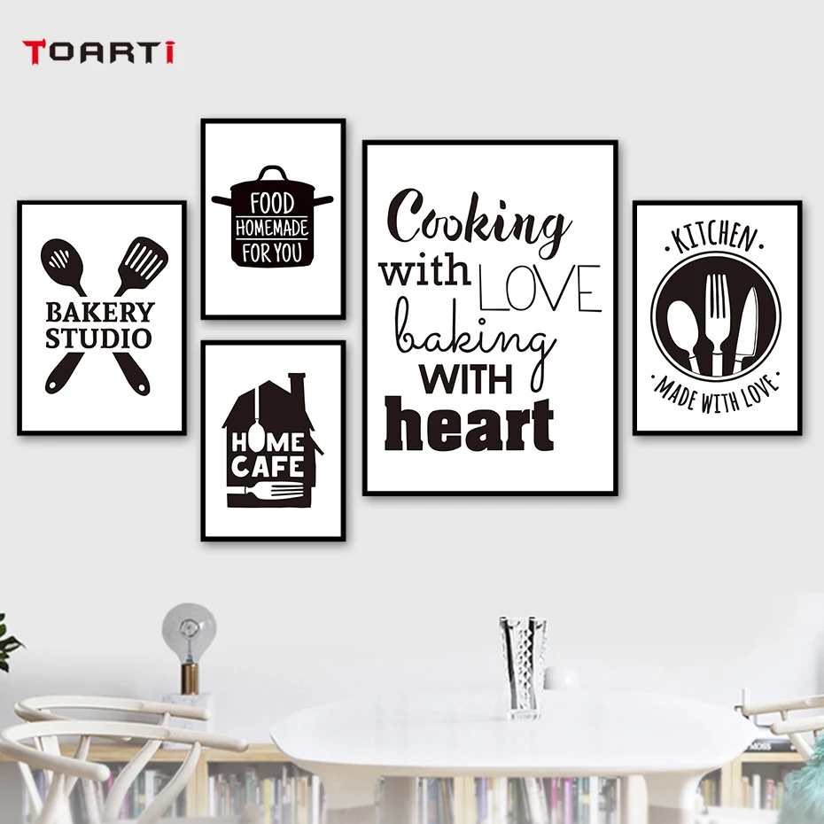Кухня с любовью художественная стена цитатой холст живопись выпечка принтом