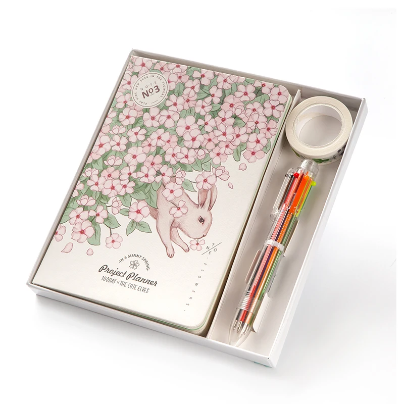 Хороший подарочный набор блокнот/ручка/лента маленькие свежие фрукты лето 100