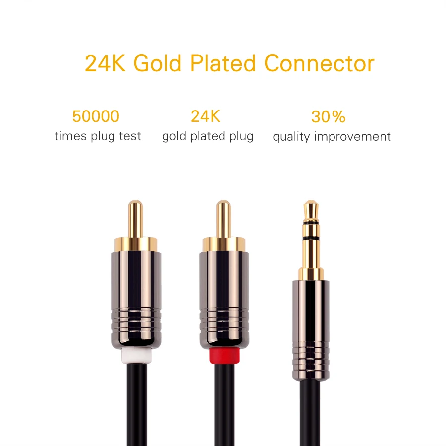 MyGeek rca cable 2rca male to gold plated 3.5 mm jack AUX audio for Edifer Home Theater DVD VCD iPhone Headphones | Электроника