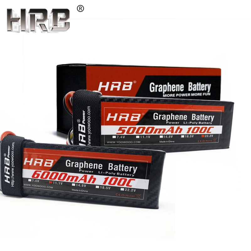 HRB Графен 3S Lipo батарея 11,1 V 5000mah 6000mah 4000mah 3800mah 3000mah 2S 7,4 V 4S 14,8 V 5S 6S 22,2 V RC части для самолетов XT60