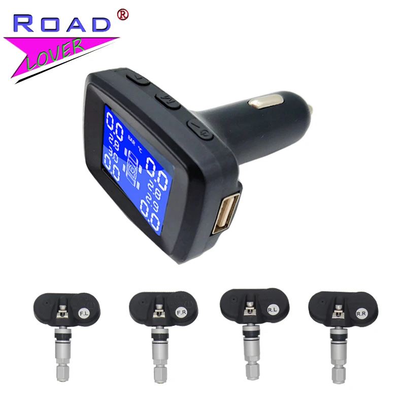 

Car TPMS Tire Pressure Monitoring System Digital LCD Display Auto 4 Internal / External Car Cigarette Lighter TPMS For Most Cars