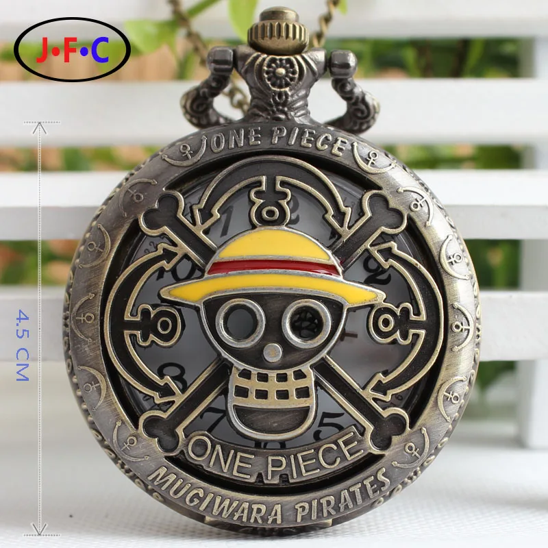 One Piece призрак мультфильм череп ретро кварцевые карманные часы античная