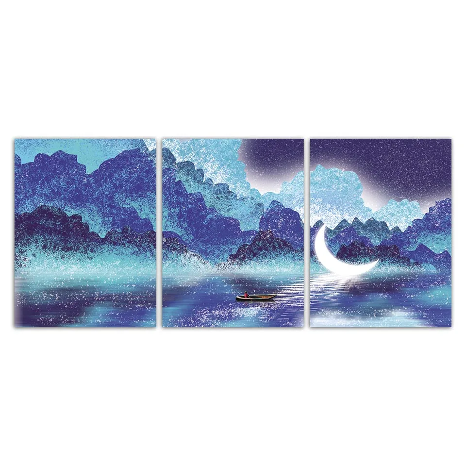 Синие геометрические стены искусства холст Картина Аватар плакаты и принты