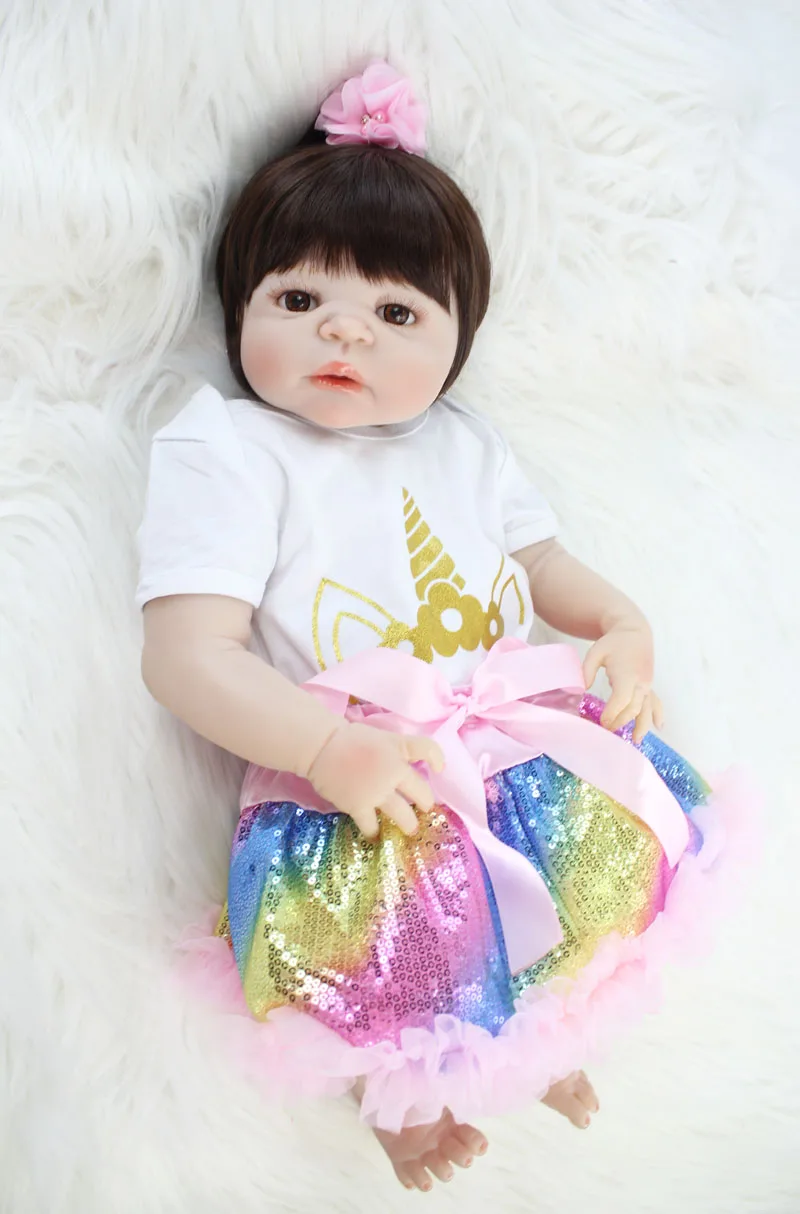 55 см силиконовая кукла Reborn Baby Doll игрушка 22 дюйма виниловая новорожденная