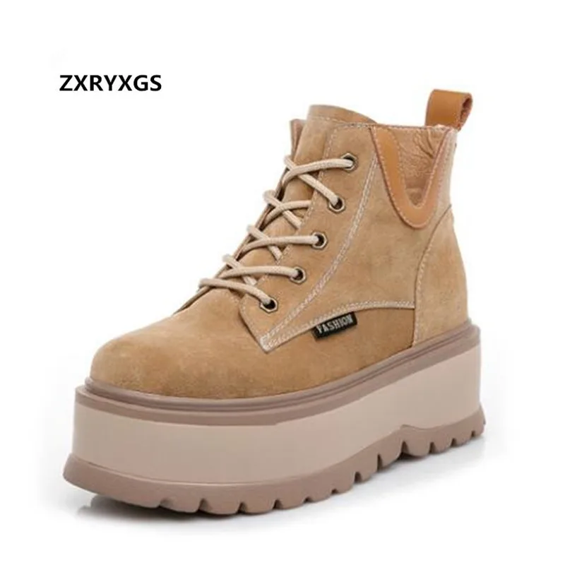 

ZXRYXGS/Брендовая обувь; Женские ботинки; Обувь на платформе; Тонкие ботильоны; Новинка 2020 года; Теплые плюшевые зимние ботинки; Обувь из натура...