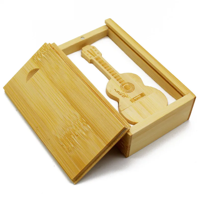 Bamboo Флеш-накопитель usb с логотипом TEXT ME maple bamboo walnut guitar+ box, 4 ГБ, 8 ГБ, 16 ГБ, 32 ГБ, 64 ГБ, usb 2,0, подарок для фотосъемки - Цвет: Bamboo