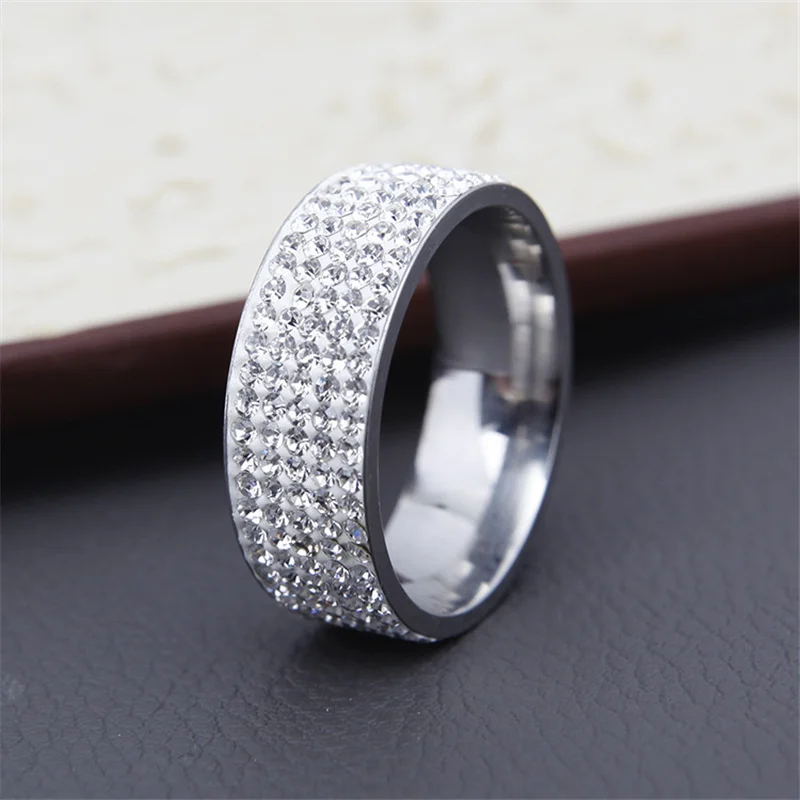 Small Crystal Silver 8 мм Размер 5,5-14 классический качественный Золотой лаконичный Классический CZ Кристалл обручальное кольцо золотой цвет Австрийские кристаллы - Цвет основного камня: Small Crystal Silver