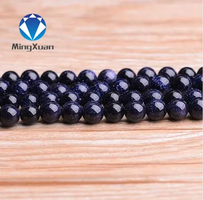 MINGXUAN 4 мм 6 мм 8 мм 10 мм 12 мм 14 мм синий кварц зеленый авантюрин синяя Песочная бусина свободные бусины DIY ювелирных изделий