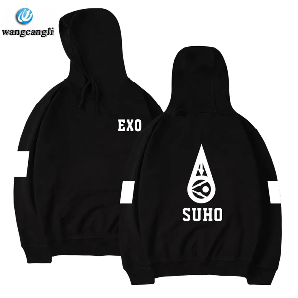 Толстовка в стиле K POP EXO для мужчин и женщин свитшот с длинным рукавом худи модная