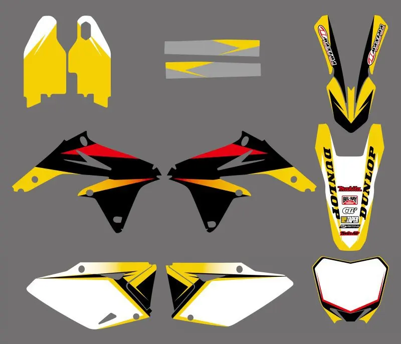 0145 желто белые наклейки с изображением новой команды графические для Suzuki RMZ450 RMZ 450