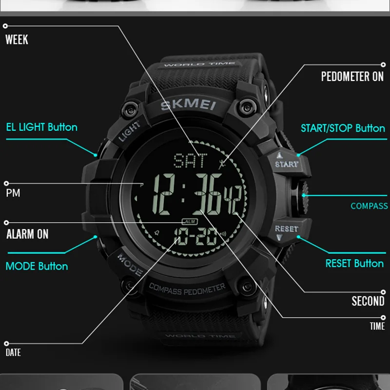 Часы мужские спортивные цифровые с компасом и высотомером 2018|Мужские