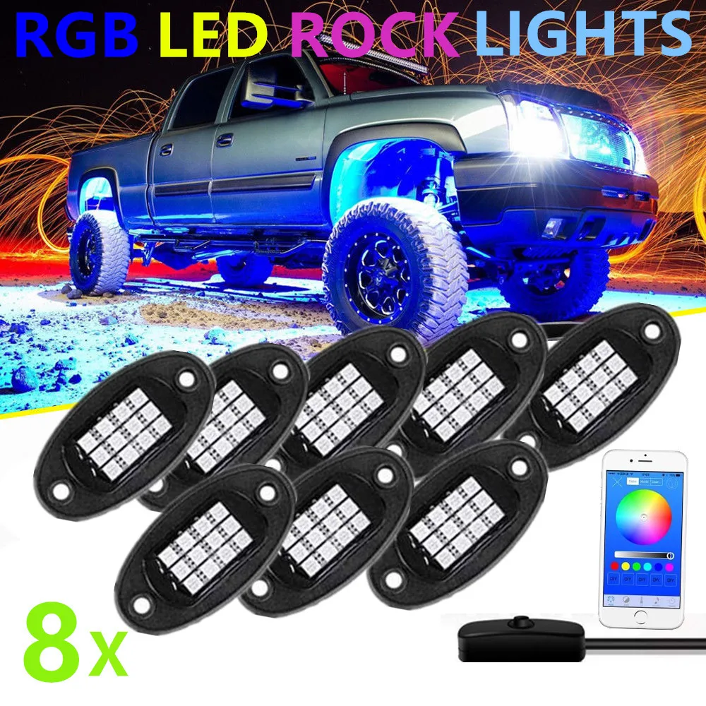12В беспроводной Bluetooth управления RGB LED рок свет под колеса Свет 24 Вт декоративный