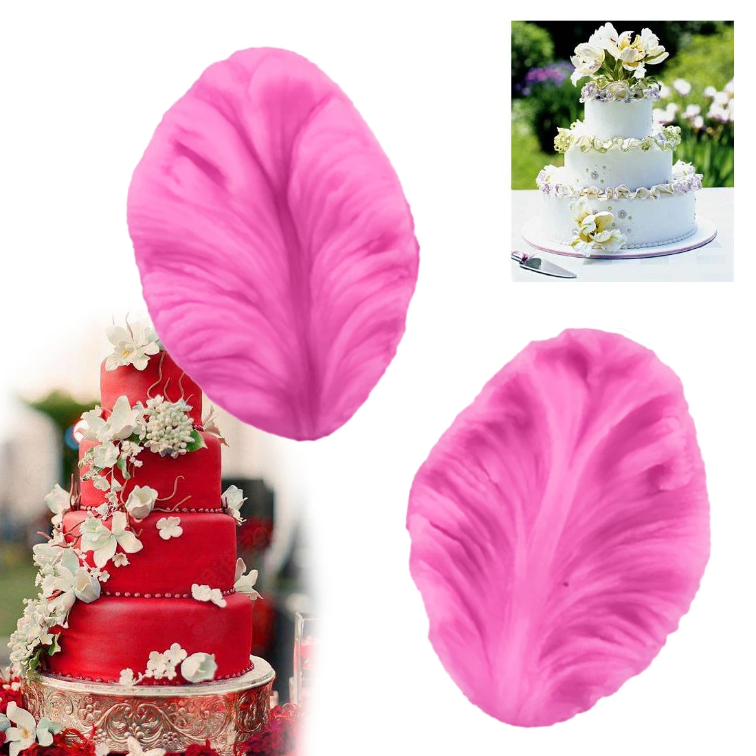 Fondant Silicone Mold 3D Flower Cooking Wedding Decoration Baking Sugar Craft Molds 2pcs Leaves Shape DIY Cake|Формы для тортов| |