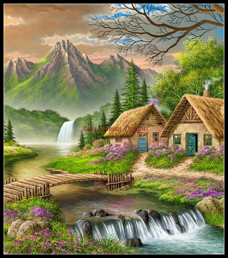 

Needlework for embroidery DIY DMC color High Quality - Counted Cross Stitch Kits 14 ct Oil painting - Beautiful Mountain Scenery