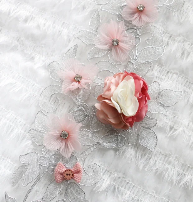 1 шт. вышивка с блестками патчи цветами розовые цветочными листочками аппликации