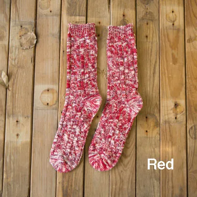 red UNIKIWI. Осенне-зимние женские мягкие зимние вязаные шерстяные носки. Винтажные женские теплые плотные носки, базовые женские носки, 5 цветов - Цвет: red