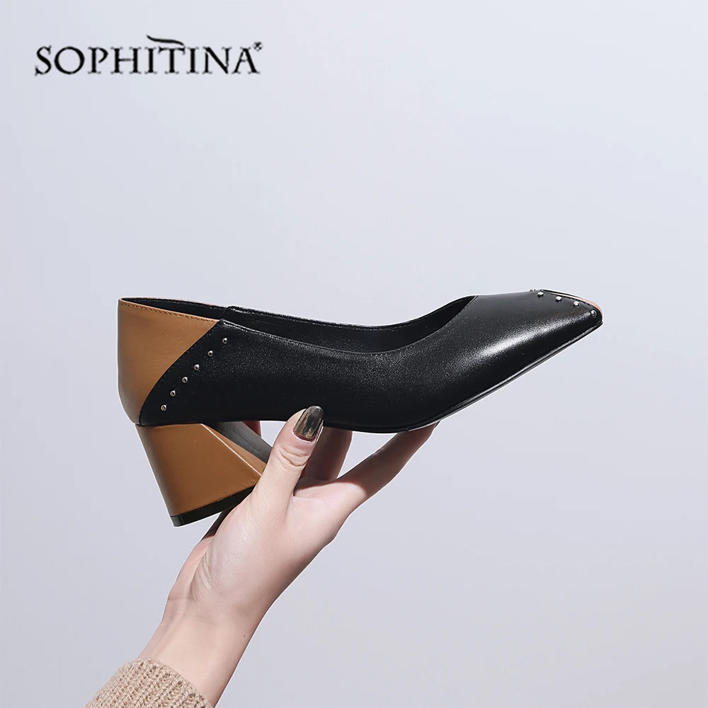 SOPHITINA/высококачественные туфли лодочки из коровьей кожи Удобная модная обувь с
