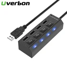 4-портовый usb-хаб 2,0 USB сплиттер USB 2,0 концентратор светодиодный с переключателем вклвыкл высокая скорость 480 Мбитс для планшета ноутбука компьютера ноутбука