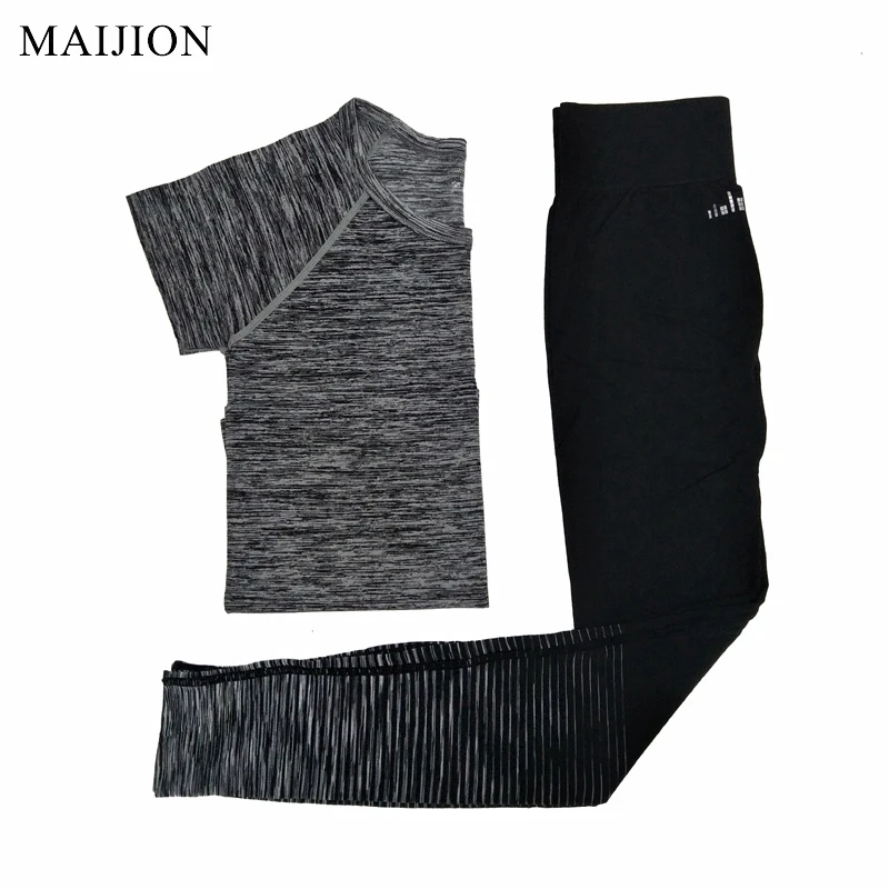 Женские комплекты для йоги и бега MAIJION 2019 быстросохнущие дышащие спортивные