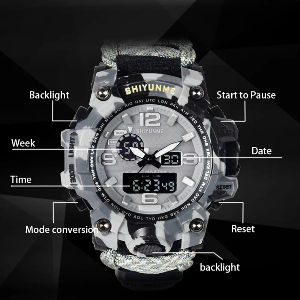 Часы наручные SHIYUNME Мужские Цифровые спортивные светодиодсветодиодный кварцевые