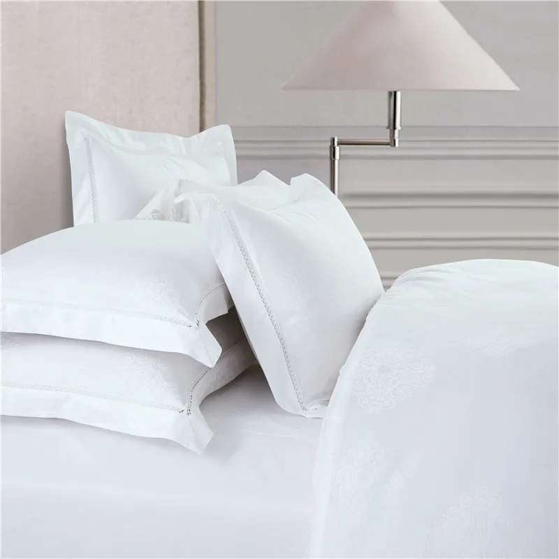 800TC белый Египетский хлопок сатин жаккардовый Комплект постельного белья Король