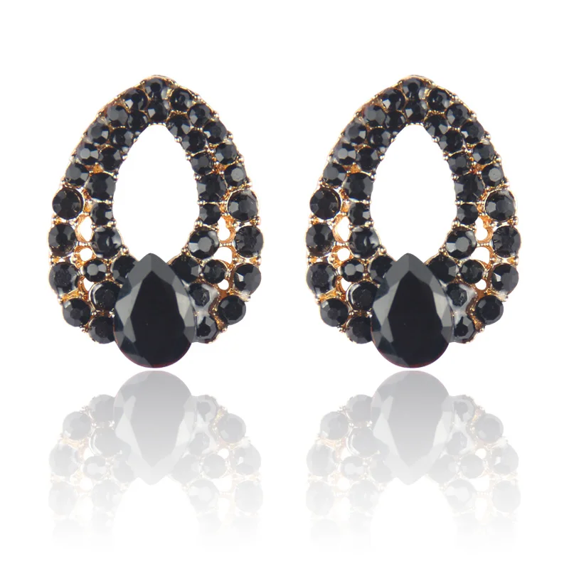 2016 New arrival Celebrity wind waterdrops blue rhinestone fashion boutique crystal stud earrings for woman 9 colors | Украшения и