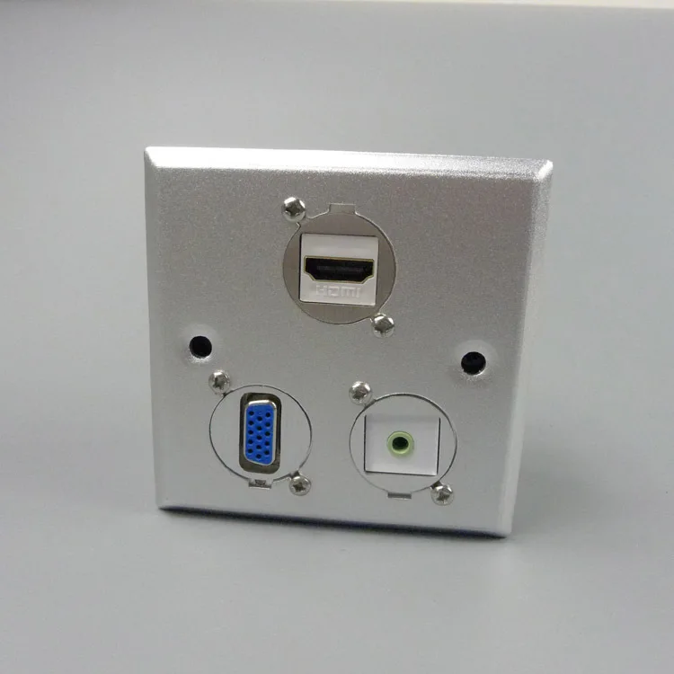 VGA + hdmi 3 5 мм аудио алюминиевая настенная пластина с разъемом Мама-мама |