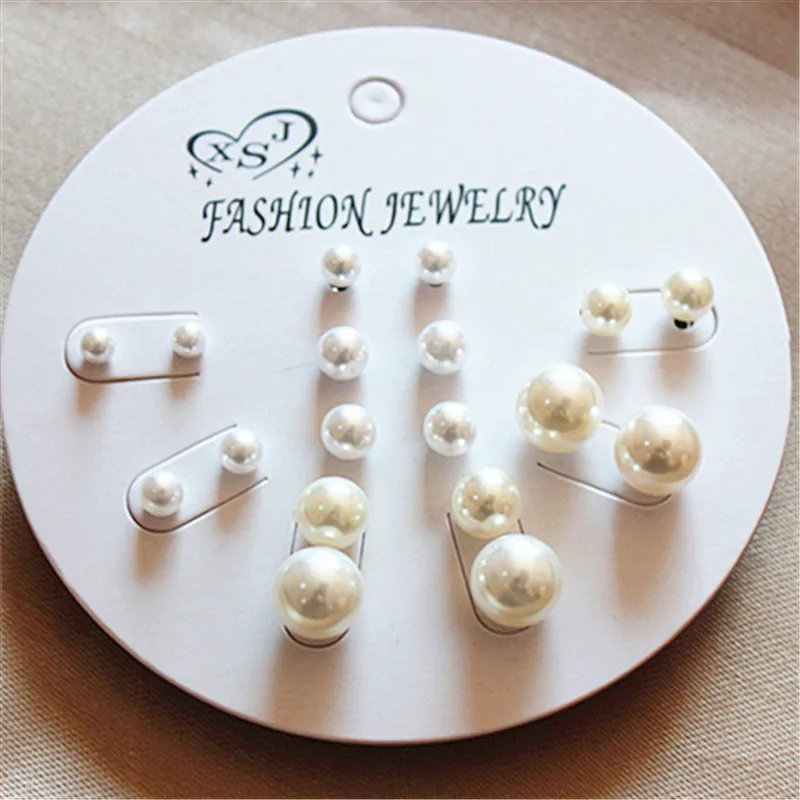Женские серьги гвоздики с жемчугом 9 пары/компл.|Серьги-гвоздики| |