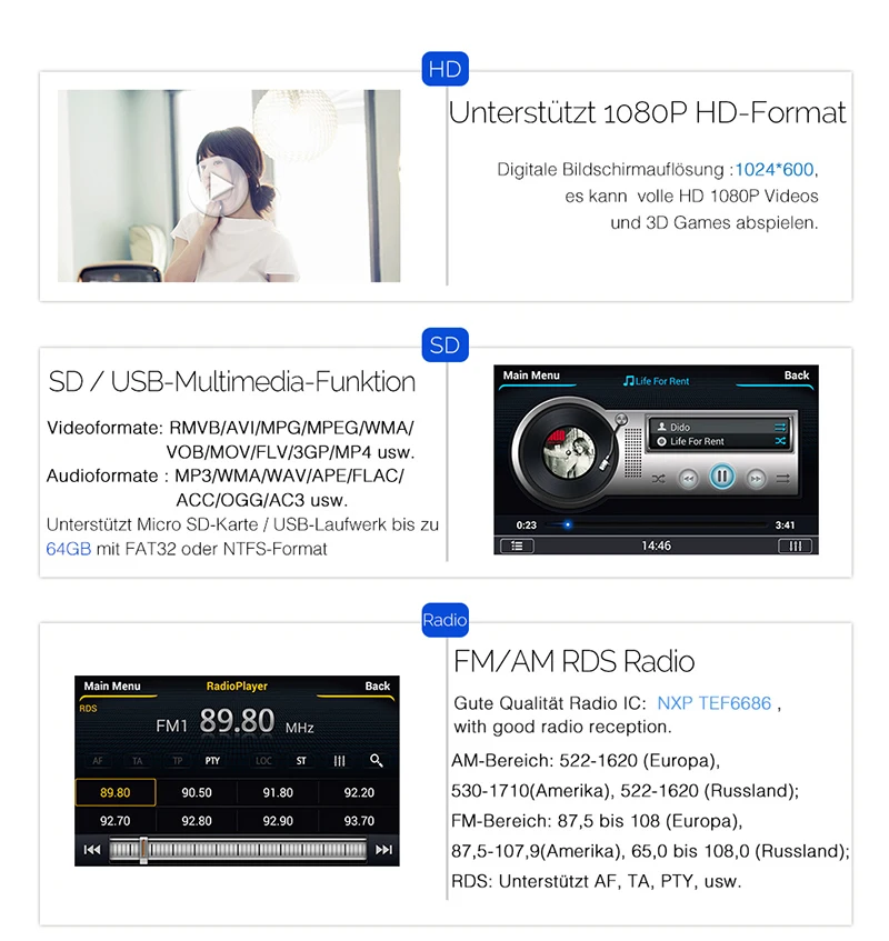 Тыквы 2 DIN Android 4.4 Univeral Прокат dvd-плеер 7 дюймов GPS навигации автомобиля Радио FM RDS