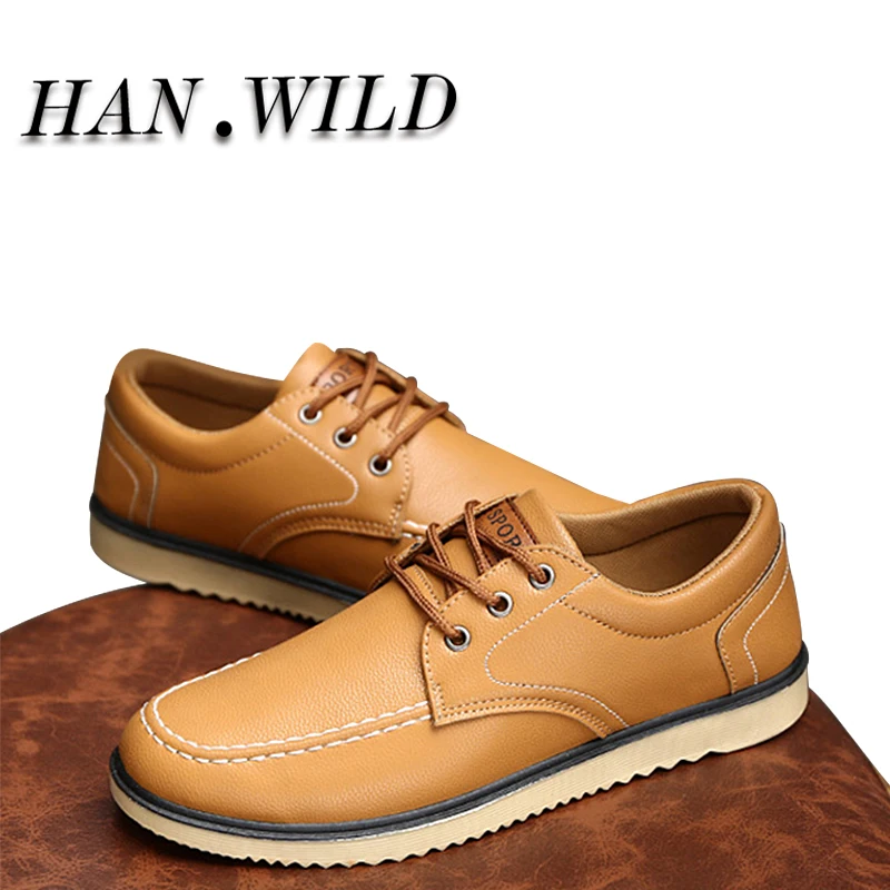 HANWILD Бренд Весной новые люди дышащий водонепроницаемый pu кожаные ботинки 2017
