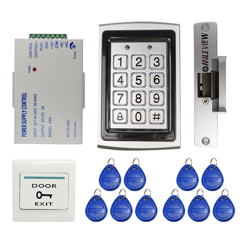 MILEVIEW DIY RFID Клавиатура металлический RFID дверной контроль доступа входа комплект+ электрическая дверная защелка замок
