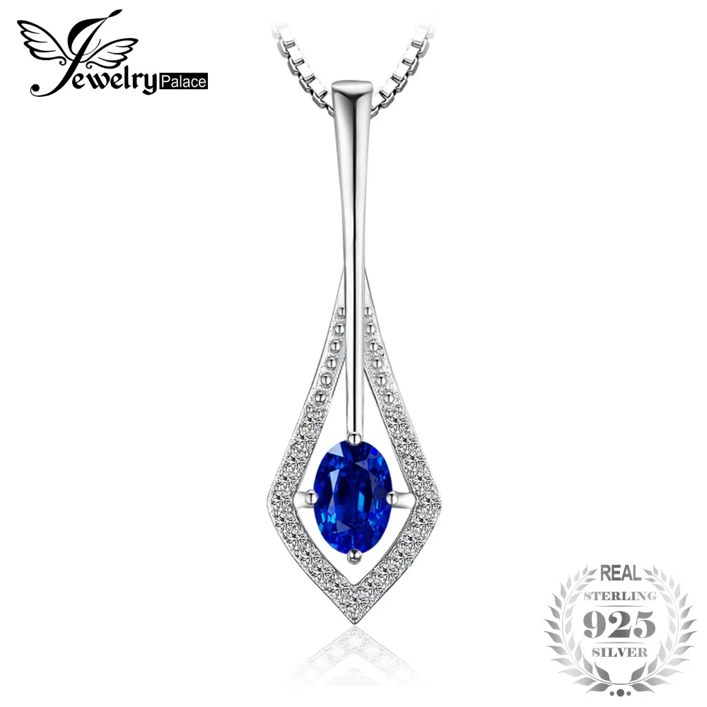 Jewelrypalace модные 0.7ct овальным вырезом создан сапфир кулон 925 стерлингового серебра
