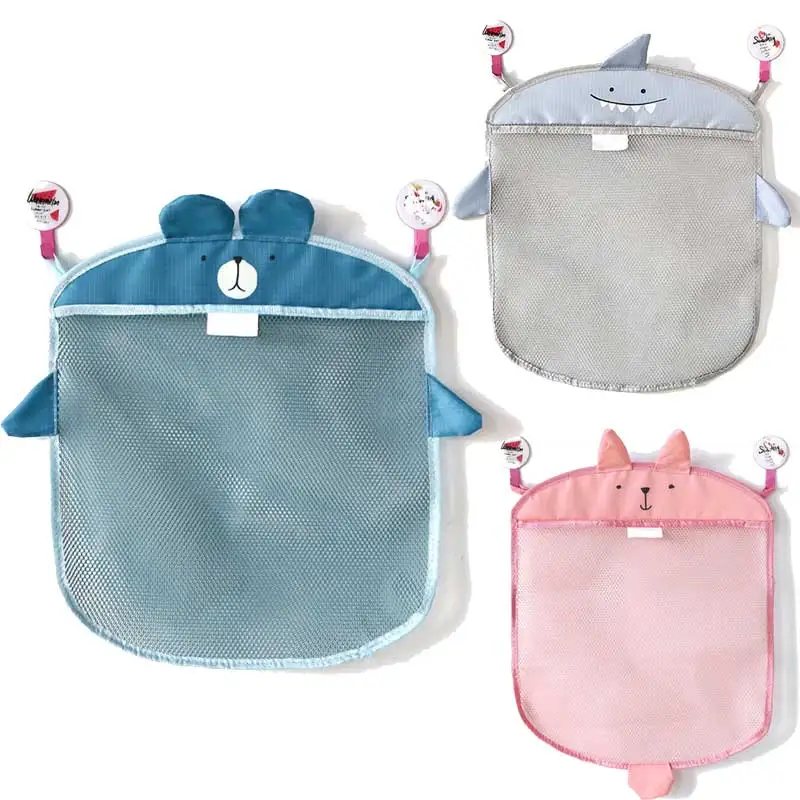 

Сетчатая Сумка на присоске для ванной комнаты, дизайнерская сумка для игрушек, детская корзина с мультяшными животными, тканевая сумка для ...