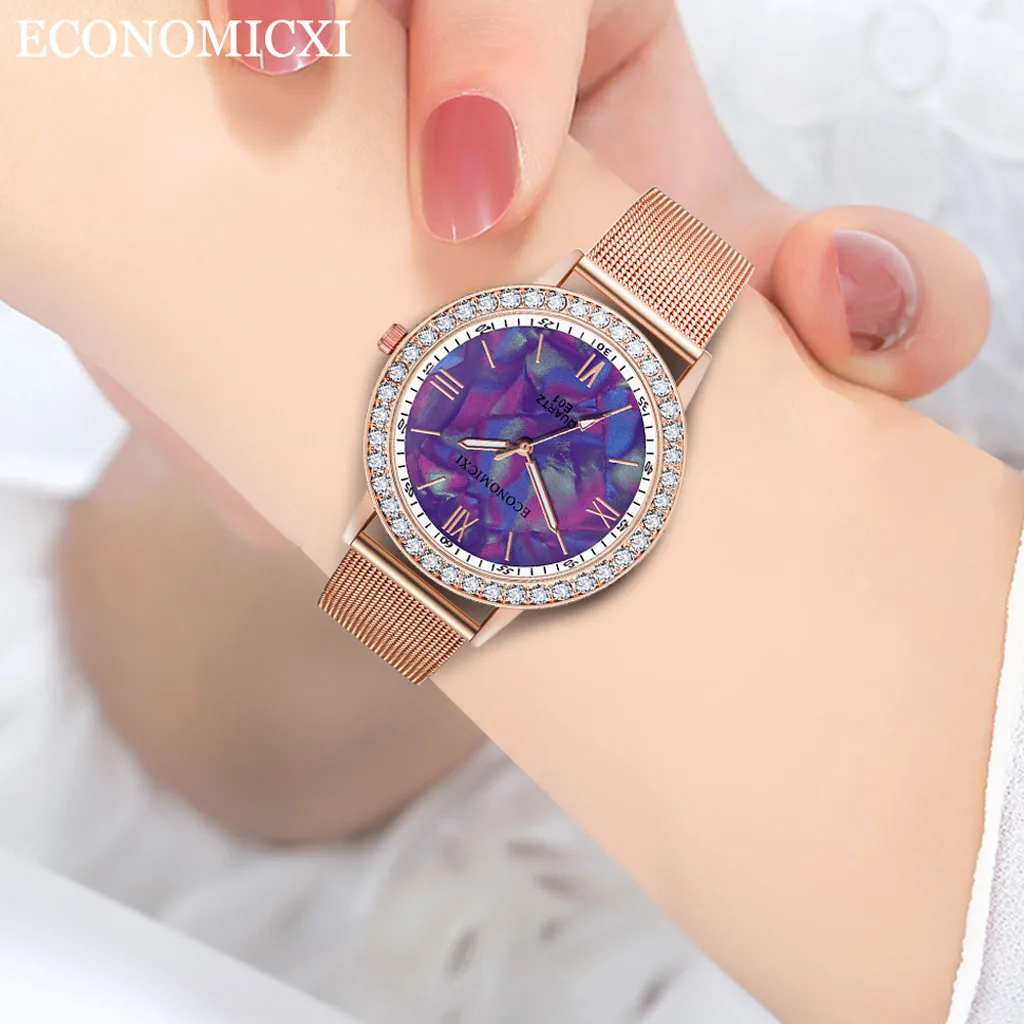 Модные женские кварцевые часы повседневные Простые наручные с цветочным