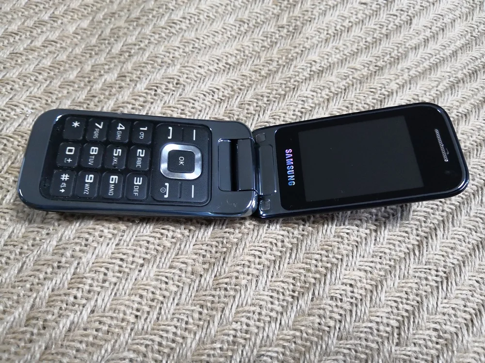samsung C3595 разблокированный 3g WCDMA черный большие кнопки 2MP камера флип Восстановленный мобильный телефон с русским языком