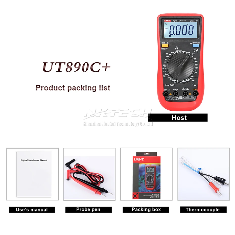 UNI T цифровой мультиметр UT890C + UT890D амперметр True RMS AC DC вольт измерение температуры