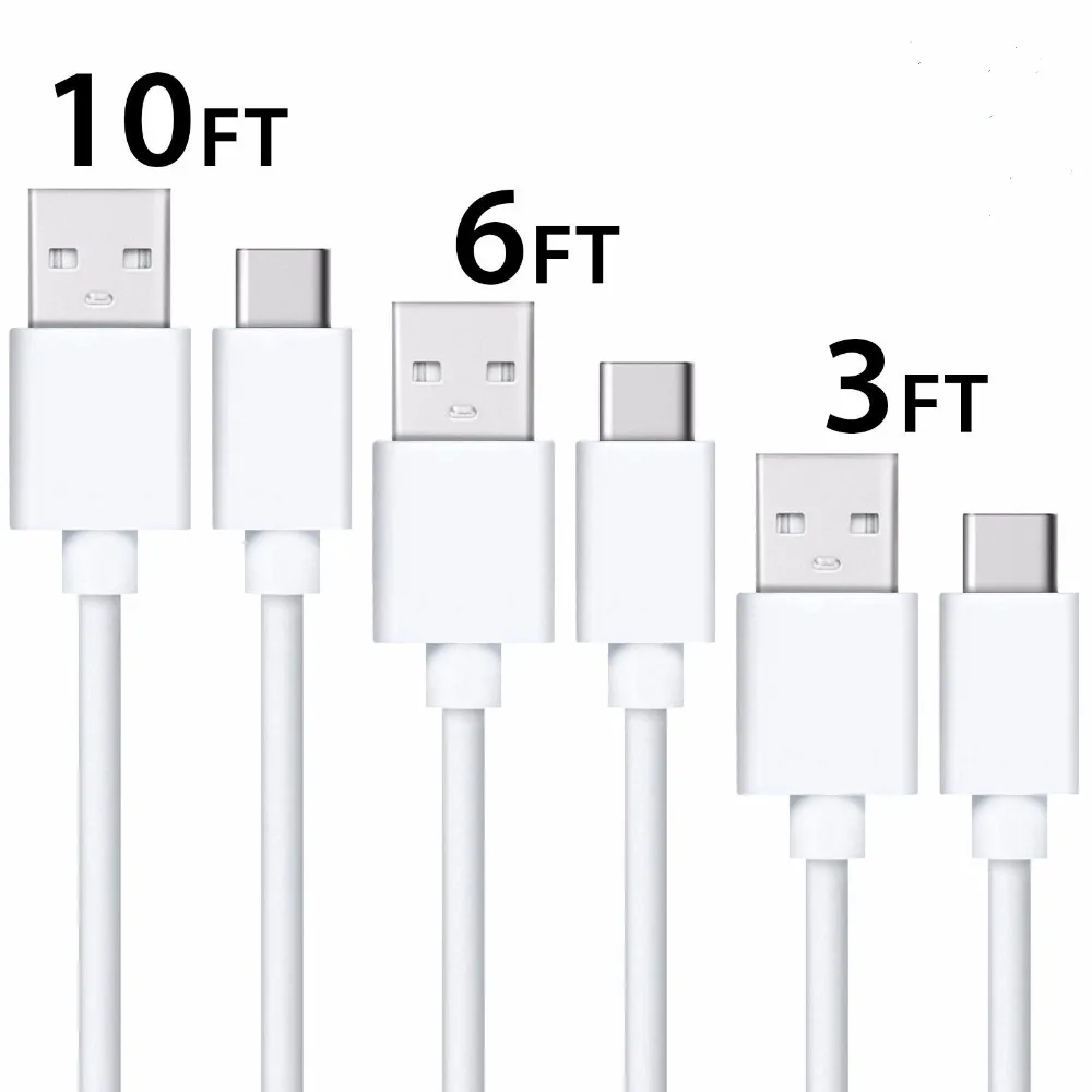 100 шт./партия 1 фут 3 фута 6 футов 10 быстрое зарядное устройство USB кабель Type C