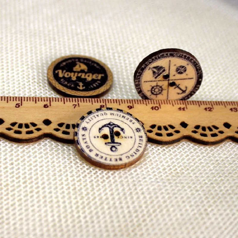 Деревянные Швейные Кнопки Скрапбукинг Круглые ретро разные на два отверстия